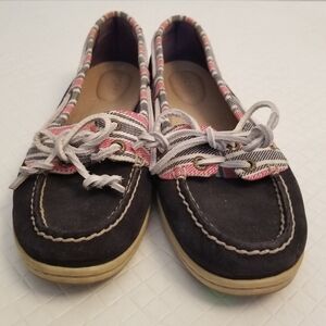 Sperry Top Sider Womens Size 8.5M STS96670 Black, Stripes Leather/ Fabric